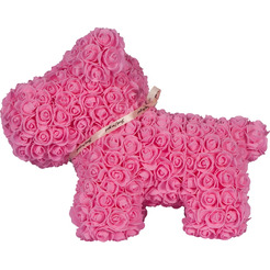 Собачка из роз TEDDY ROSE BEAR розовый (8020)