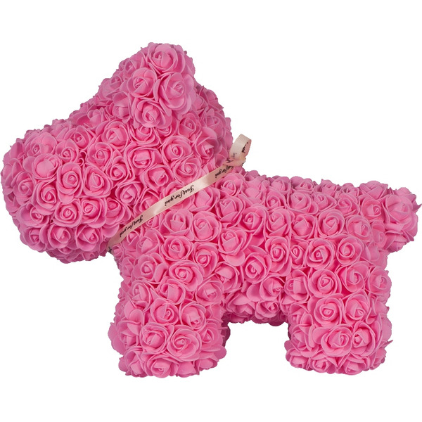 Собачка из роз TEDDY ROSE BEAR розовый (8020)