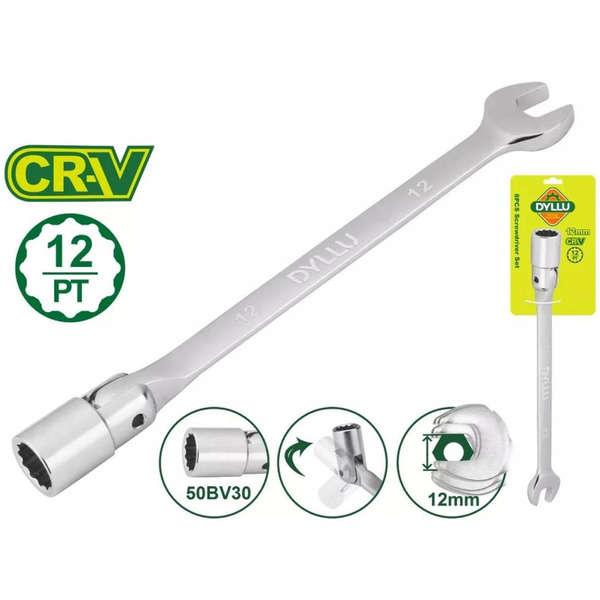 Ключ торцевой комбинированный с шарниром DYLLU DTTH1E12