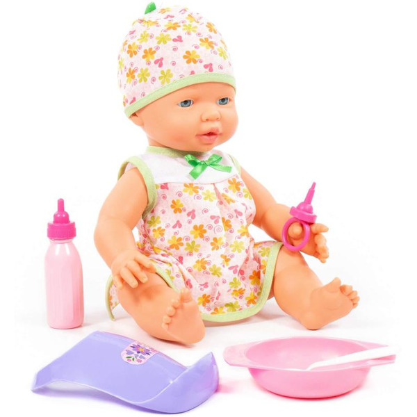 Пупс Полесье Веселый с соской + набор для кормления 78377
