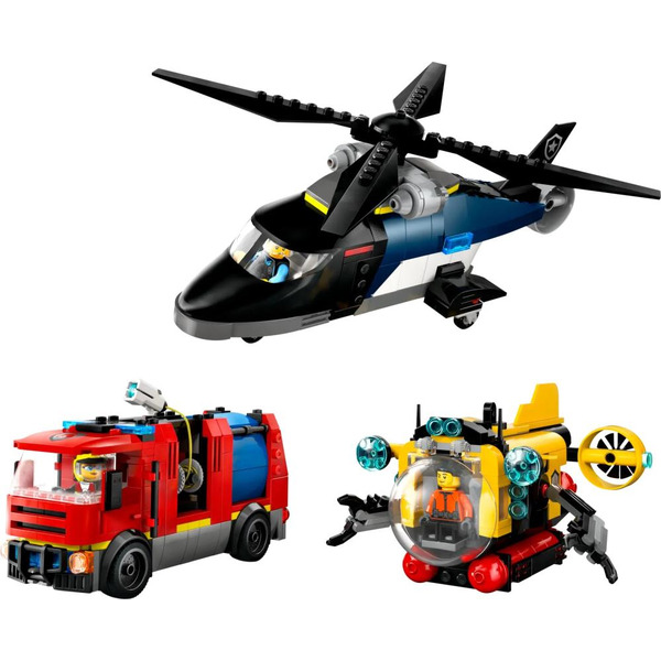 Конструктор LEGO City 60462 Вертолет, пожарная машина и подводная лодка