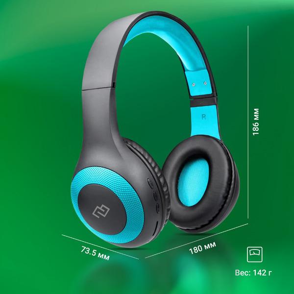 Наушники Digma BT-15 (черный/голубой)