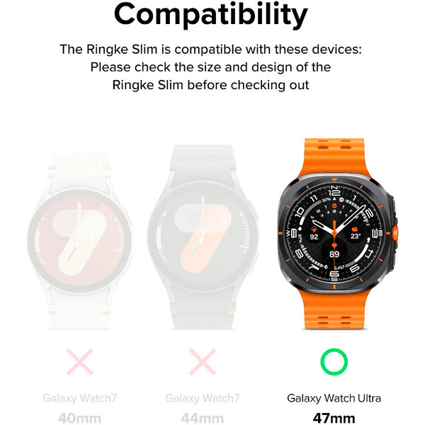 Чехол с защитным стеклом Ringke SLIM+Glass для Galaxy Watch Ultra 47mm 2024/ 2025 MATTE BLACK