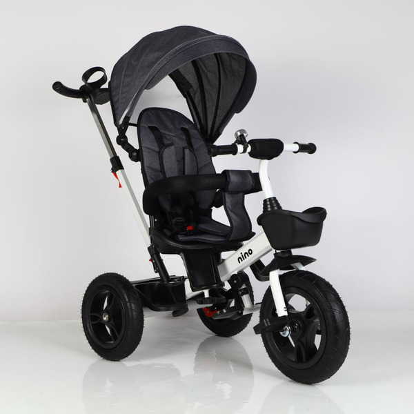 Трехколесный велосипед с ручкой NINO 6688 (серый)