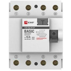 Устройство защитного отключения EKF Basic ВД-40 4P 40А 30мА elcb-4-40-30e-sim