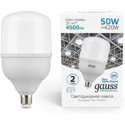 Светодиодная лампочка Gauss Elementary T140 E27 50W  6500K 63235
