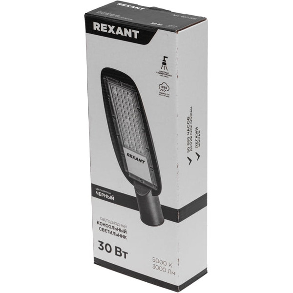 Светильник светодиодный консольный REXANT 607-306 (ДКУ 03-30-5000К-Ш-C IP65 черный)