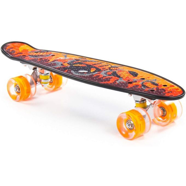 Доска роликовая Полесье 89601 (56 см) с наклейкой и оранжевыми колёсами