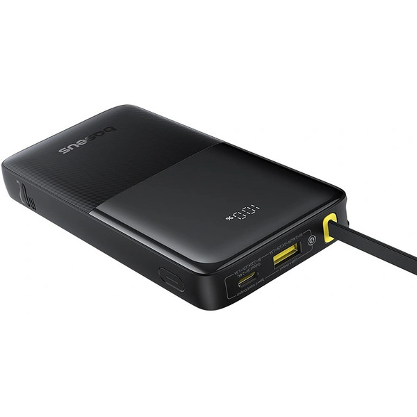 Внешний аккумулятор Baseus Bipow 2 Digital Display Power Bank With Built-in USB-C Cable 10000mah 20W (черный)