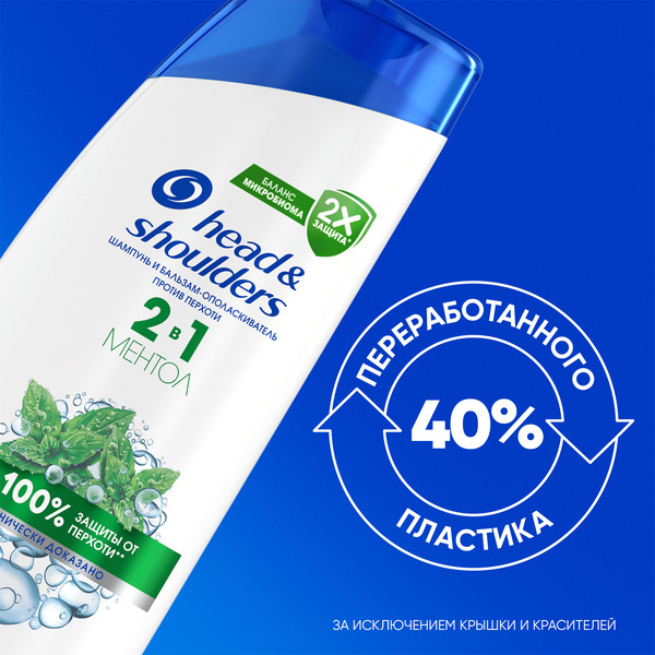 Шампунь для волос Head & Shoulders Ментол против перхоти 2 в 1, 200 мл