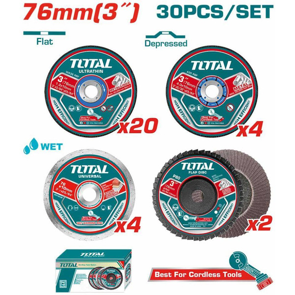 Набор отрезных и шлифовальных дисков TOTAL TAC97630 (30шт)