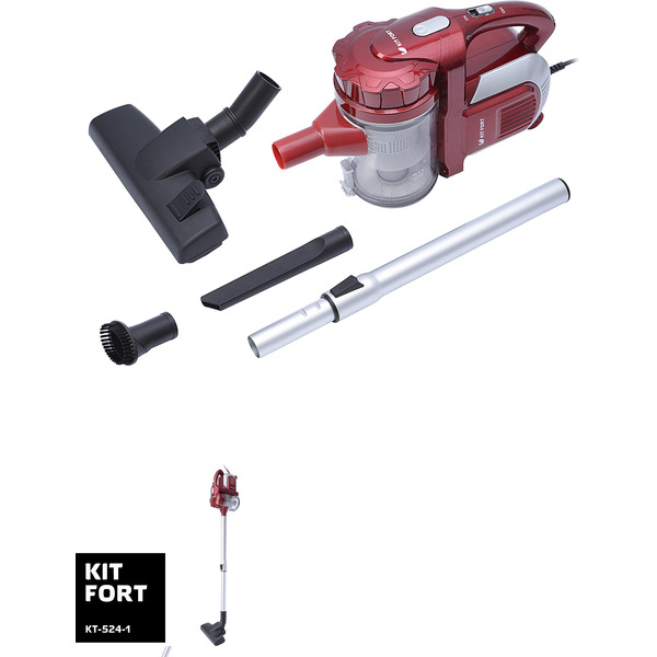 Вертикальный пылесос Kitfort KT-524-1, красно-серый