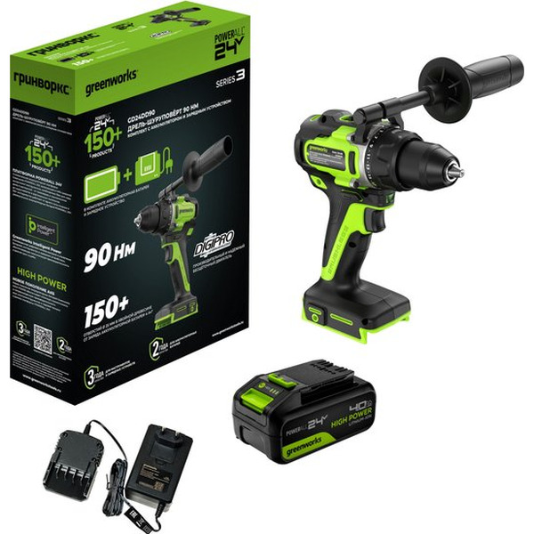 Дрель-шуруповерт Greenworks GD24DD90 3707507CUB
