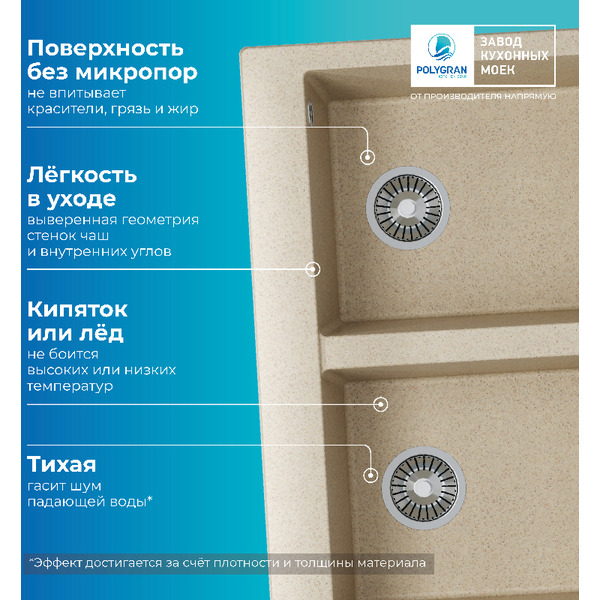 Кухонная мойка Polygran Brig 790 (опал)