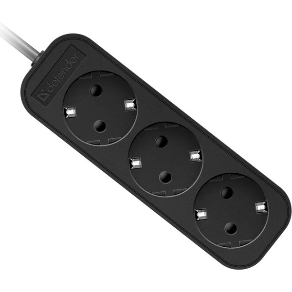 Удлинитель с заземлением Defender M350 (99323 черный)