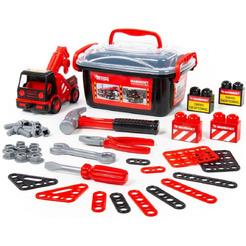 Автомобиль-эвакуатор Полесье 57136 214-01 MAMMOEТ + конструкторский набор (36 элементов)