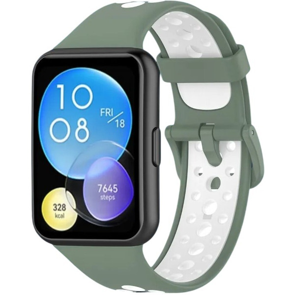 Ремешок Bingo Sport для HUAWEI Watch FIT 2 Classic/Active/Elegant (cветло-зеленый с белым)