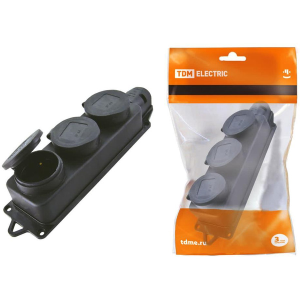 Розетка трехместная с заглушками TDM ELECTRIC SQ0612-0008