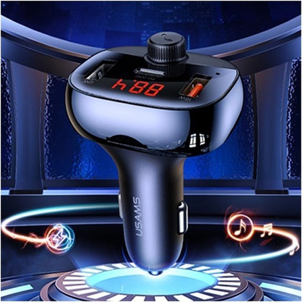 FM-модулятор Usams US-CC143 50W 3 Ports Digital Display Wireless FM