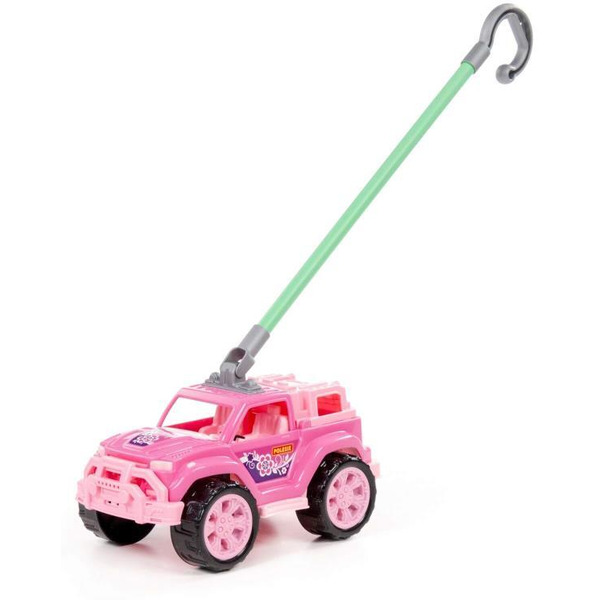 Автомобиль-каталка Полесье Легионер с ручкой (розовый) 63905