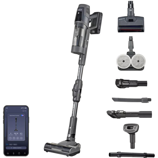 Вертикальный пылесос Polaris PVCS 6020 Cyclonic Way PRO Wi-Fi IQ Home (серый)