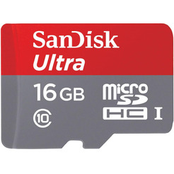 Карта памяти SANDISK microSDHC 16GB 10 CL, UHS-I c адаптером (SDSQUNC-016G-GN6MA)