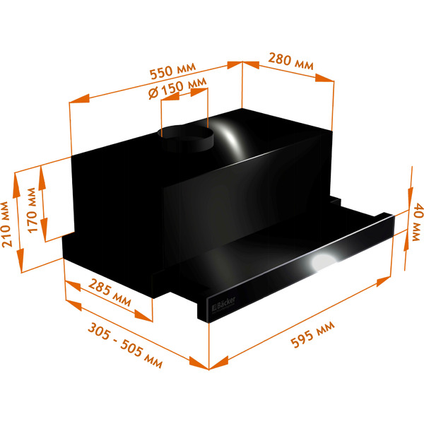 Вытяжка кухонная BACKER TH 60L-2F70-BG