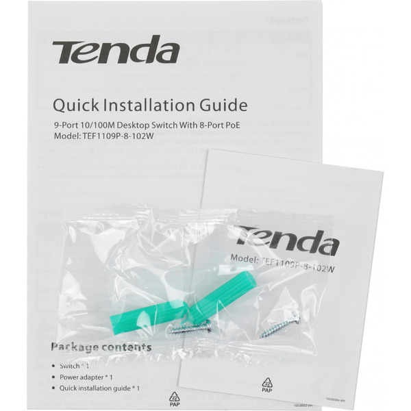 Коммутатор Tenda TEF1109P-8-102W