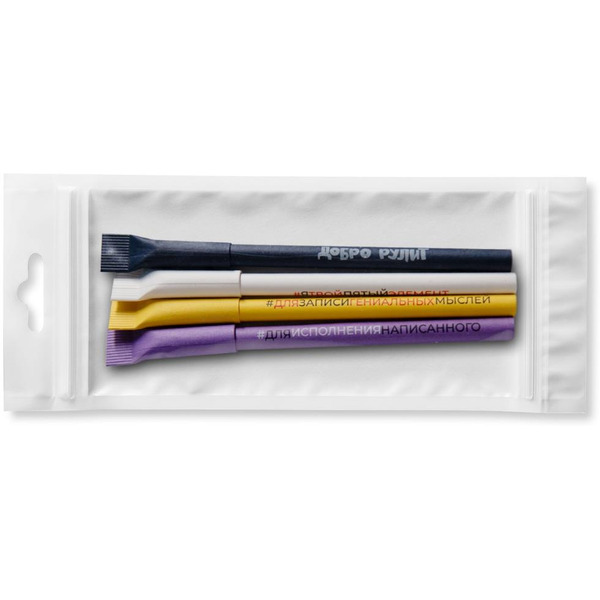 Набор бумажных ручек 5 ЭЛЕМЕНТ "Дай 5 Добру" ДоброРулит (4 шт)