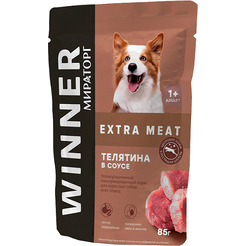 Консервированный корм для взрослых собак Мираторг Extra Meat с телятиной в соусе 85 г