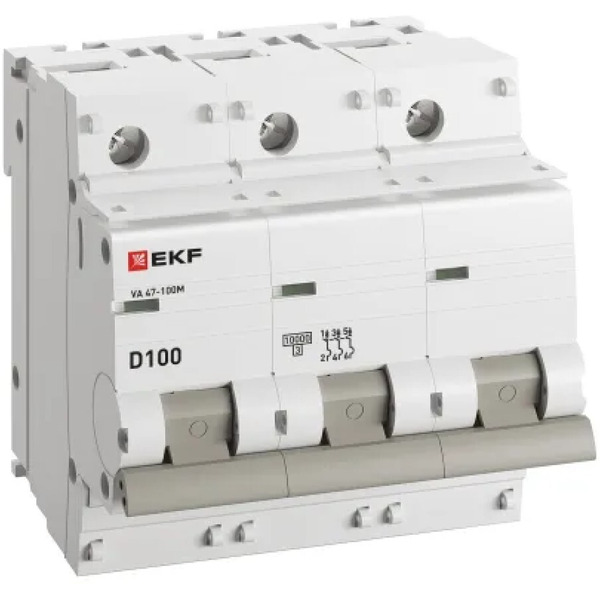 Выключатель автоматический EKF PROxima ВА 47-100 3P 100А (D) 10kA (без теплового расцепителя)