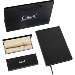 Ручка перьевая GALANT 880906 (корпус золотистый, ежедневник недат. А5 черный, пакет)