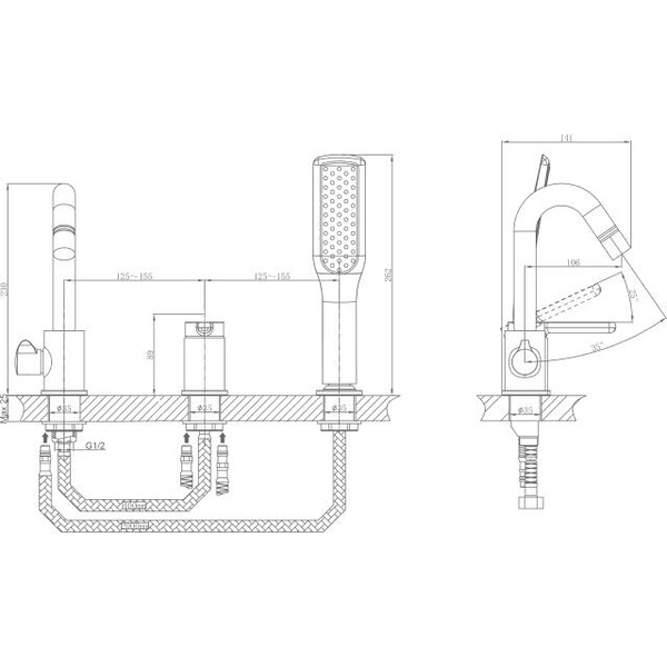Смеситель для ванны A-Five A5-0649
