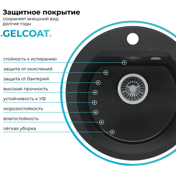 Кухонная мойка Polygran Atol 460 (космос)