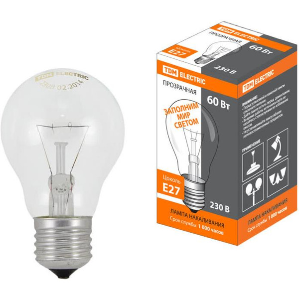 Лампочка TDM Б60 Вт-230 В-Е27 SQ0332-0036
