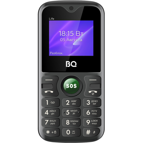 Кнопочный телефон BQ-Mobile BQ-1853 Life (черный/зеленый)