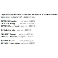 Рамка Incar RFR-FC249 (XTA CITROEN Spacetourer Jumpy 2016+, PEUGEOT Treveller 2016+)