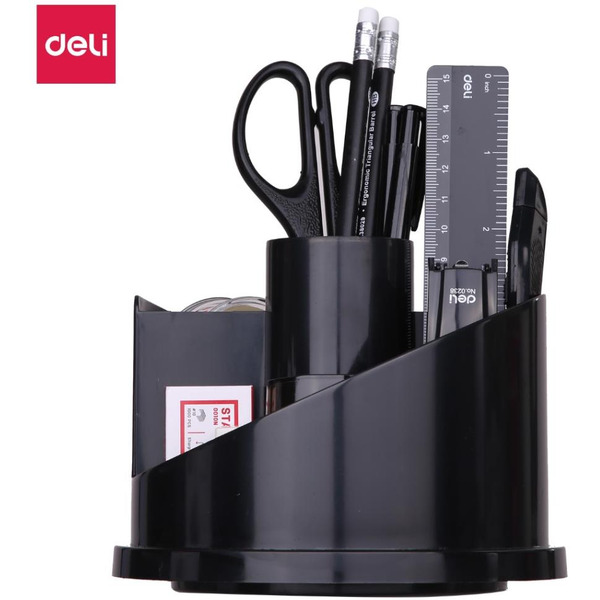 Набор канцелярских принадлежностей DELI E38251A (черный, настольный, вращающийся)