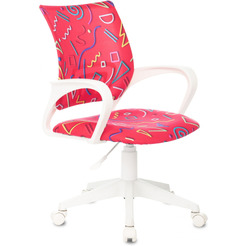 Кресло Бюрократ Burokids 1W (малиновый Sticks 05/пластик белый)