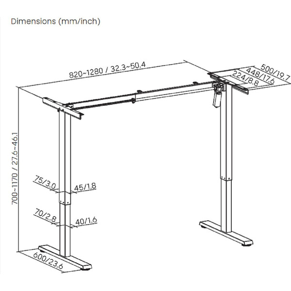 Рама к столу Ergosmart Electric Desk Slim (серый)