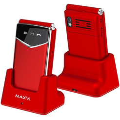 Кнопочный телефон Maxvi E11ds (красный/серебристый)