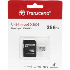 Карта памяти Transcend microSDXC 300S 256GB + адаптер (TS256GUSD300S-A)