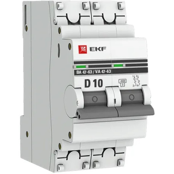 Выключатель автоматический EKF PROxima ВА 47-63 2P 10А (D) 4,5kA
