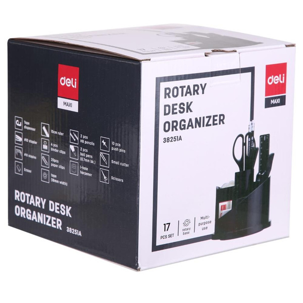 Набор канцелярских принадлежностей DELI E38251A (черный, настольный, вращающийся)