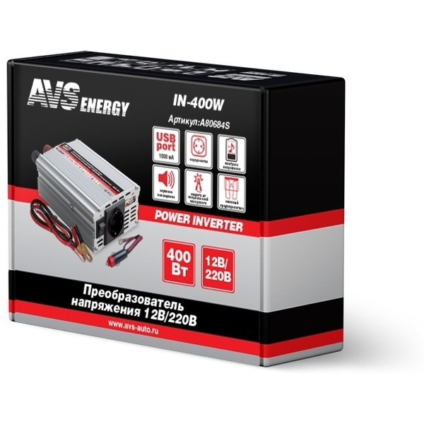Автомобильный инвертор AVS 12/220V IN-400W