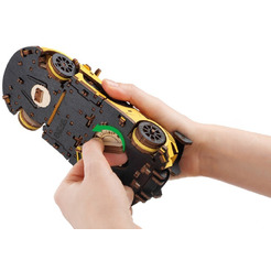 Механическая модель в виде конструктора EWA Гоночный автомобиль желтый