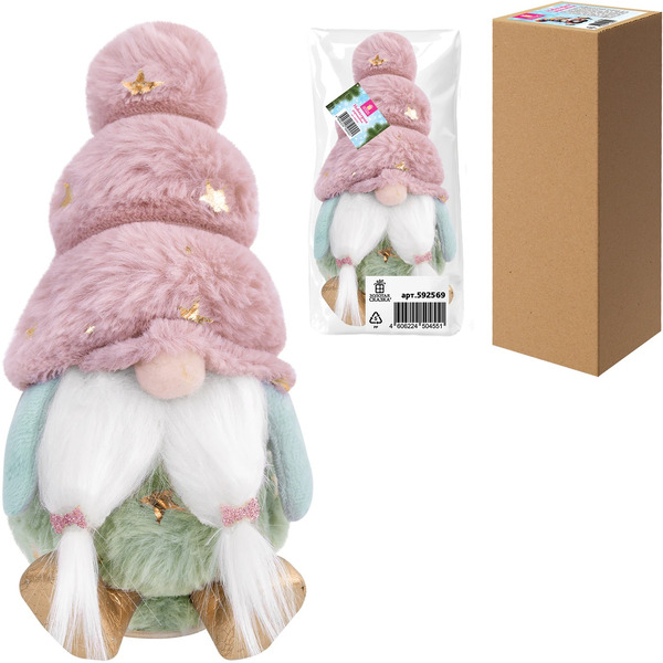 Украшение новогоднее интерьерное ЗОЛОТАЯ СКАЗКА Усатый гномик 592569