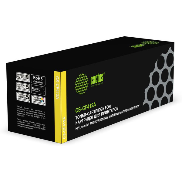 Картридж лазерный Cactus CS-CF412A CF412A желтый (2300стр.) для HP LJ M452DW/DN/NW/M477FDW/M477FDN/M477FNW