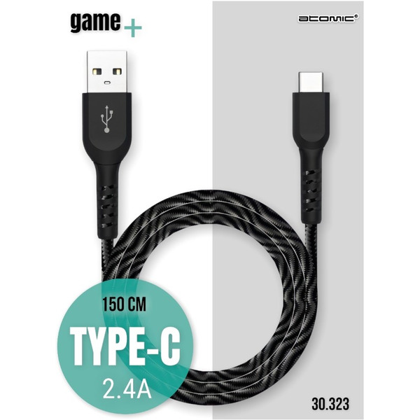 Кабель Atomic 30.323 Flexstick Game+ Type-C (черный/серый)