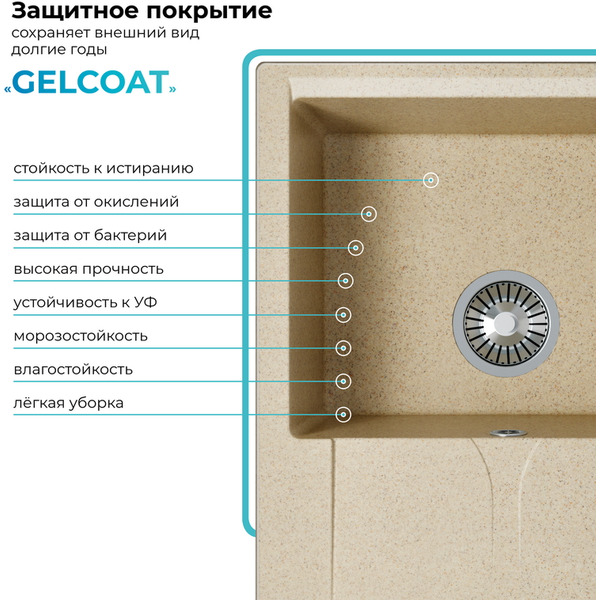 Кухонная мойка Polygran Gals 620 (опал)